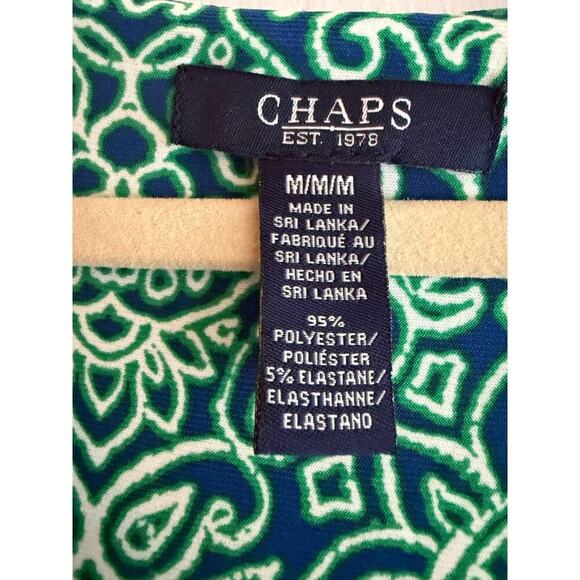 Chaps Ralph Lauren V Neck Green Blue Mandala Stretchy Maxi Dress size Medium - Picture 3 of 6